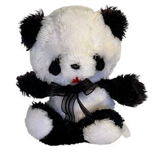 Vintage KAROL WESTERN Mini Panda Bear Plush Stuffed Animal 5"